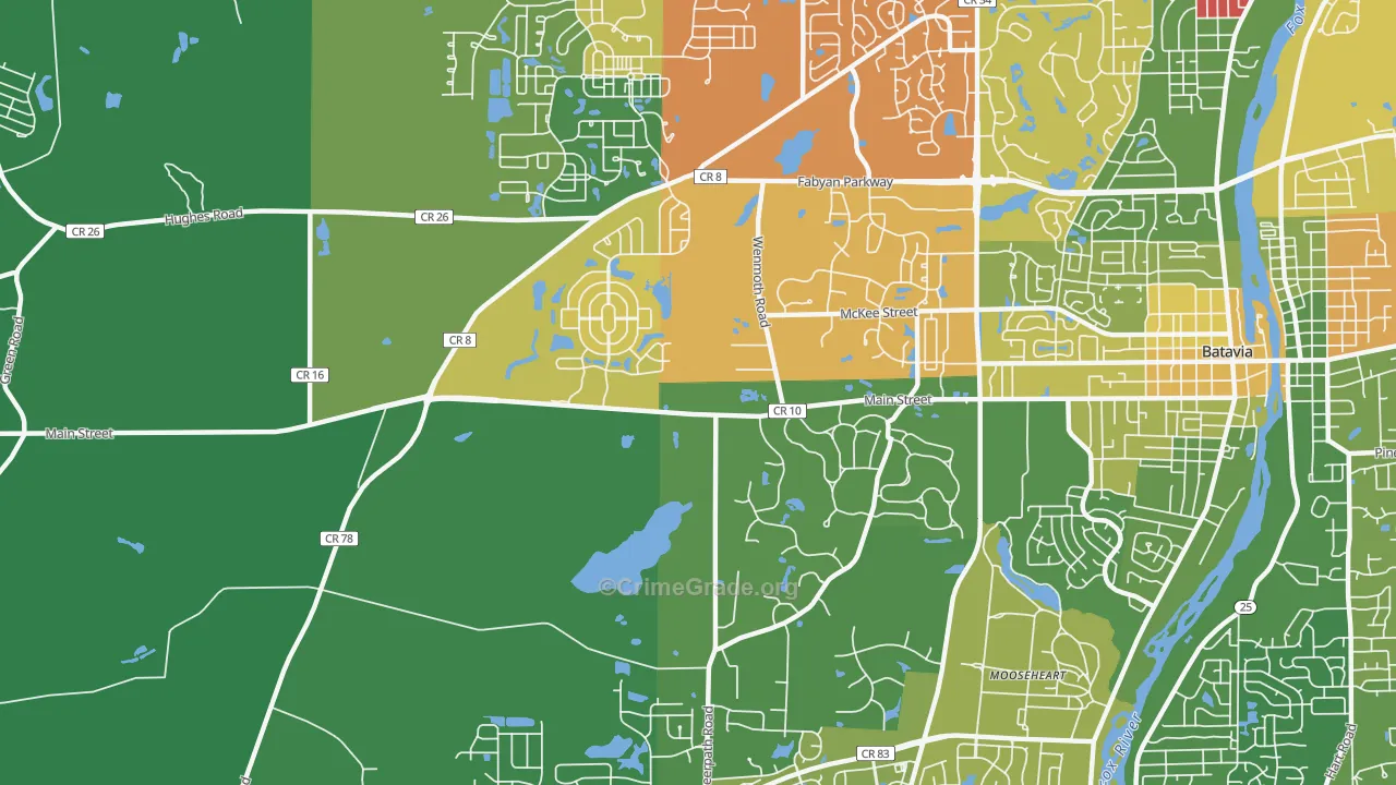 Mooseheart, IL Map of Theft Rates