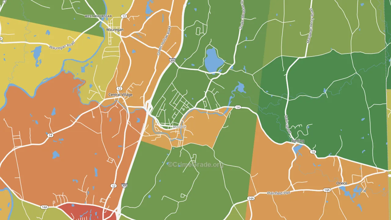 Moosup, CT Map of Theft Rates