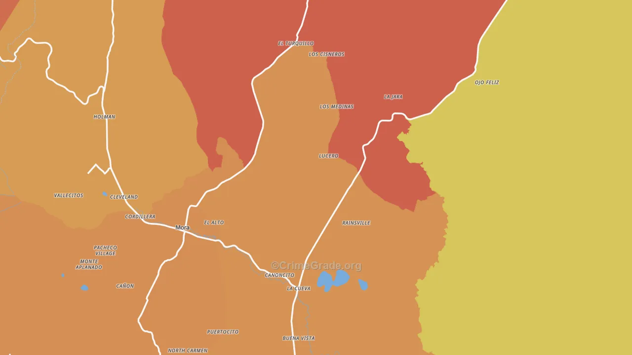 Mora County, NM Map of Theft Rates