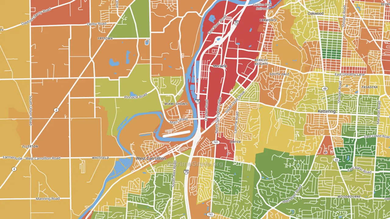 Moraine, OH Map of Theft Rates