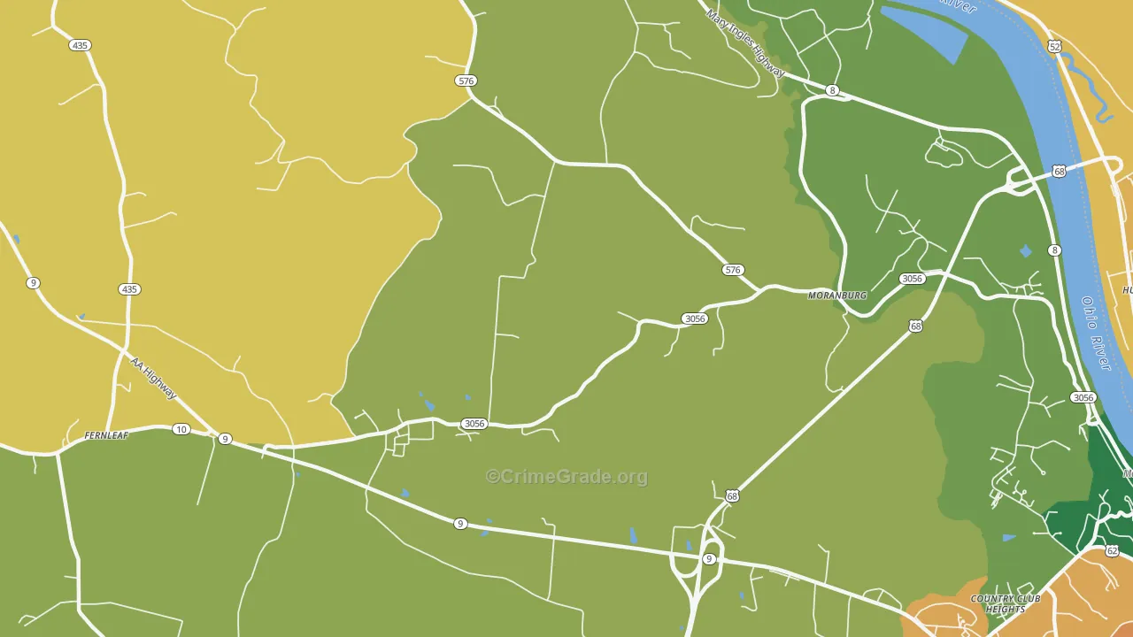 Moranburg, KY Map of Theft Rates