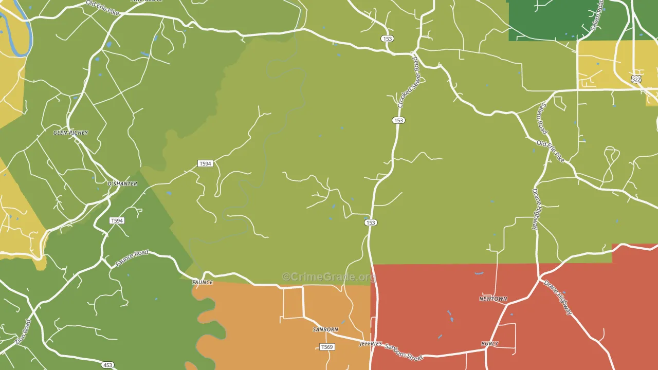 Morann, PA Map of Theft Rates