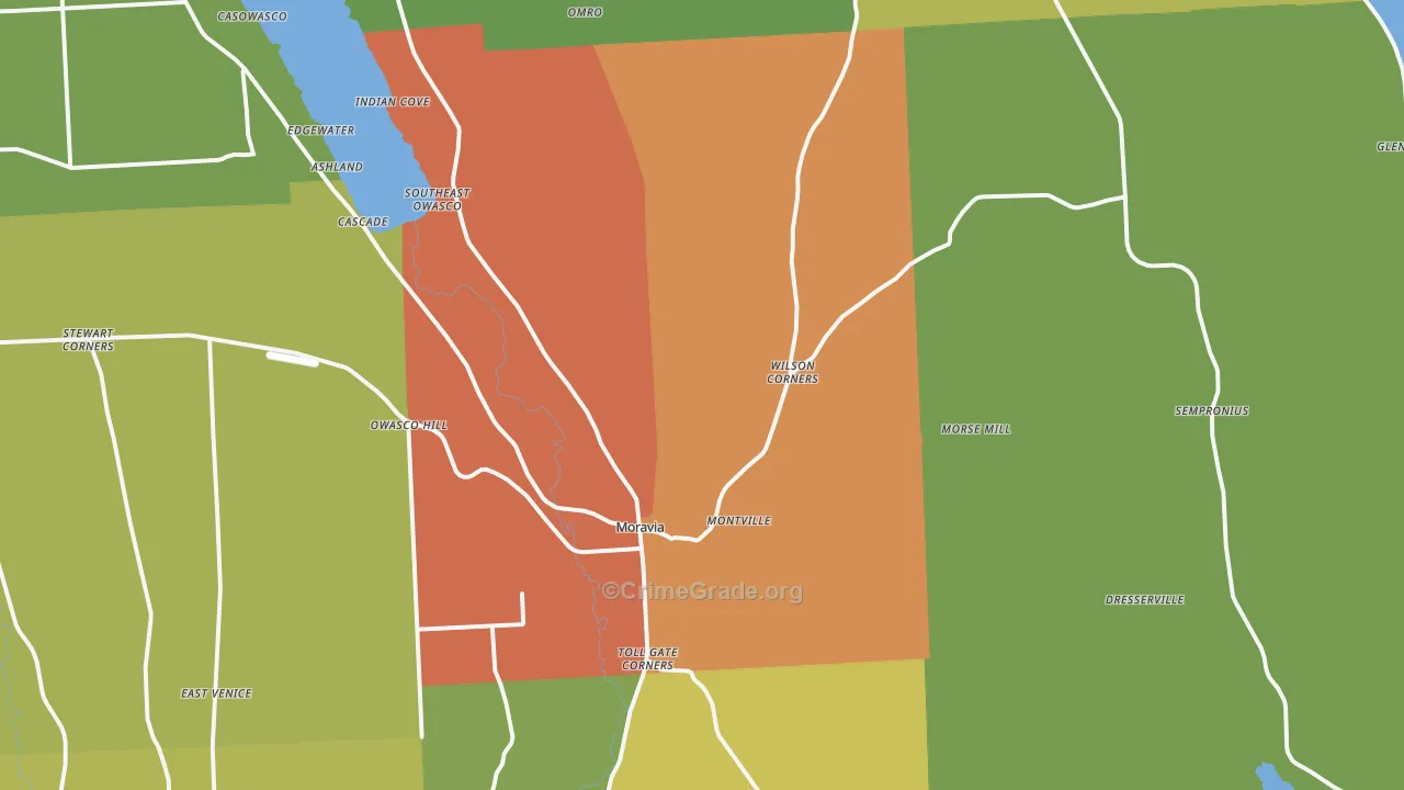 Moravia, NY Map of Theft Rates