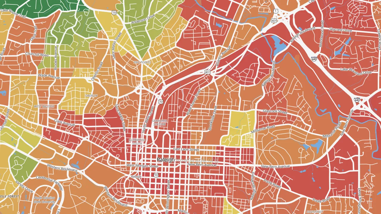 Mordecai, Raleigh, NC Map of Theft Rates