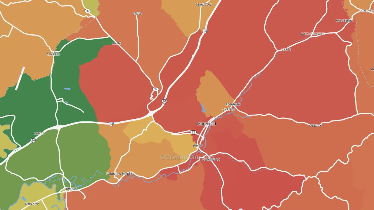 Morehead, KY Map of Theft Rates