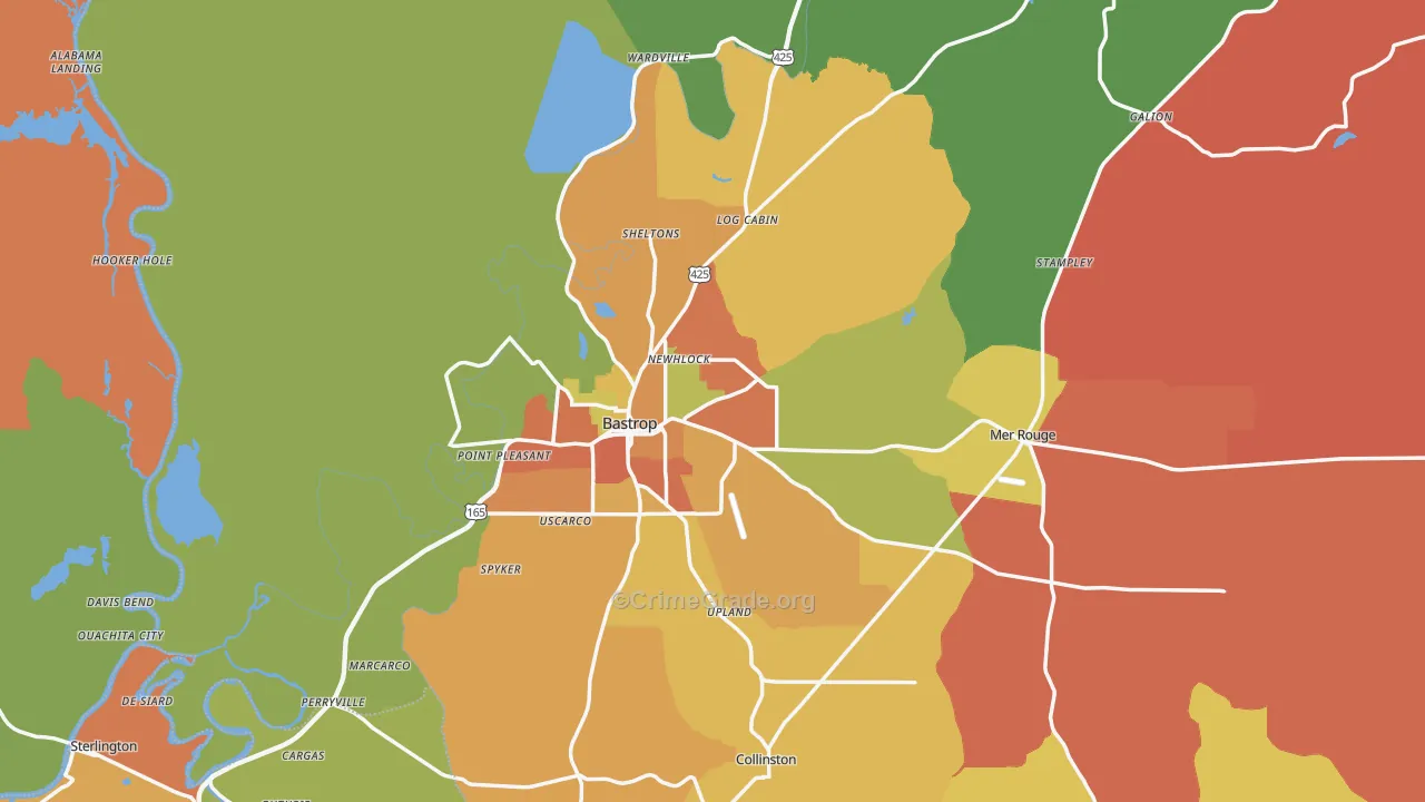 Morehouse Parish, LA Map of Theft Rates