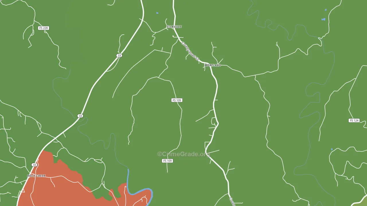 Moreland, AL Map of Theft Rates