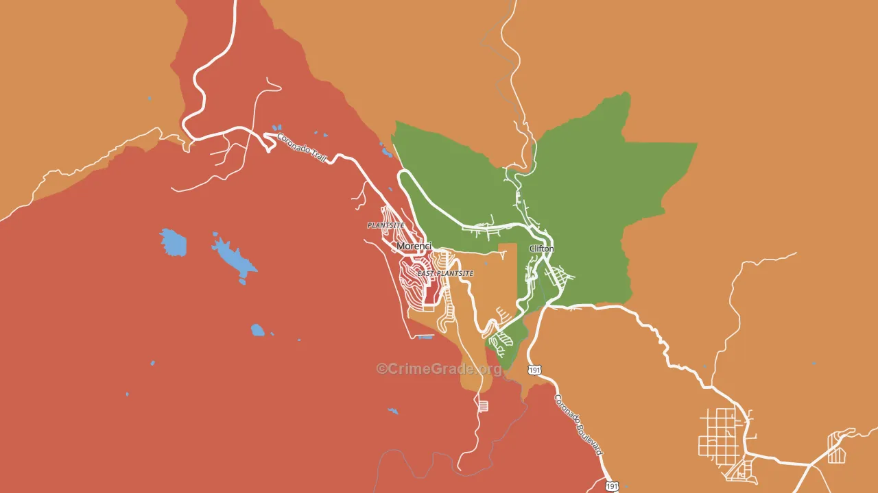 Morenci, AZ Map of Theft Rates