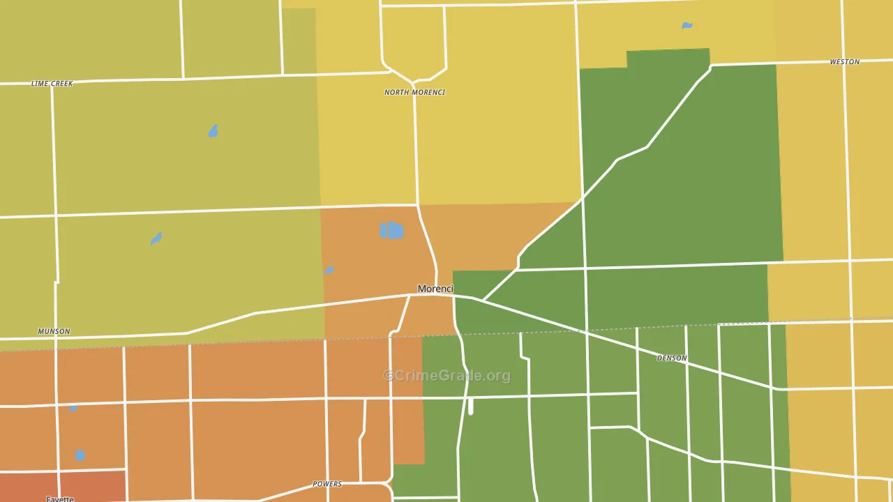 Morenci, MI Map of Theft Rates