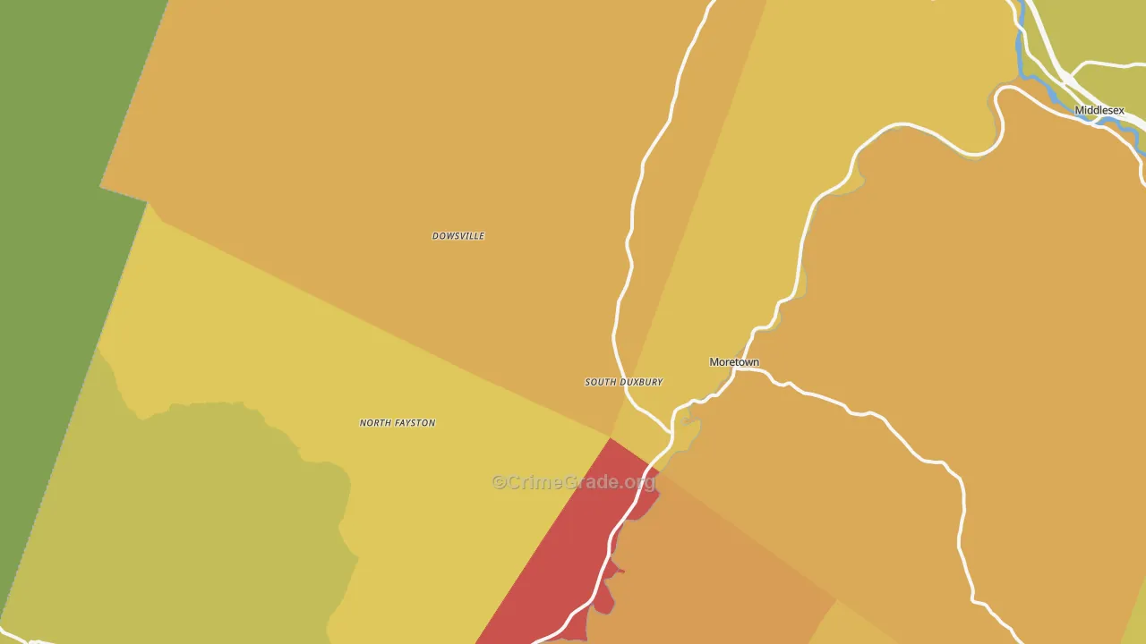 Moretown, VT Map of Theft Rates
