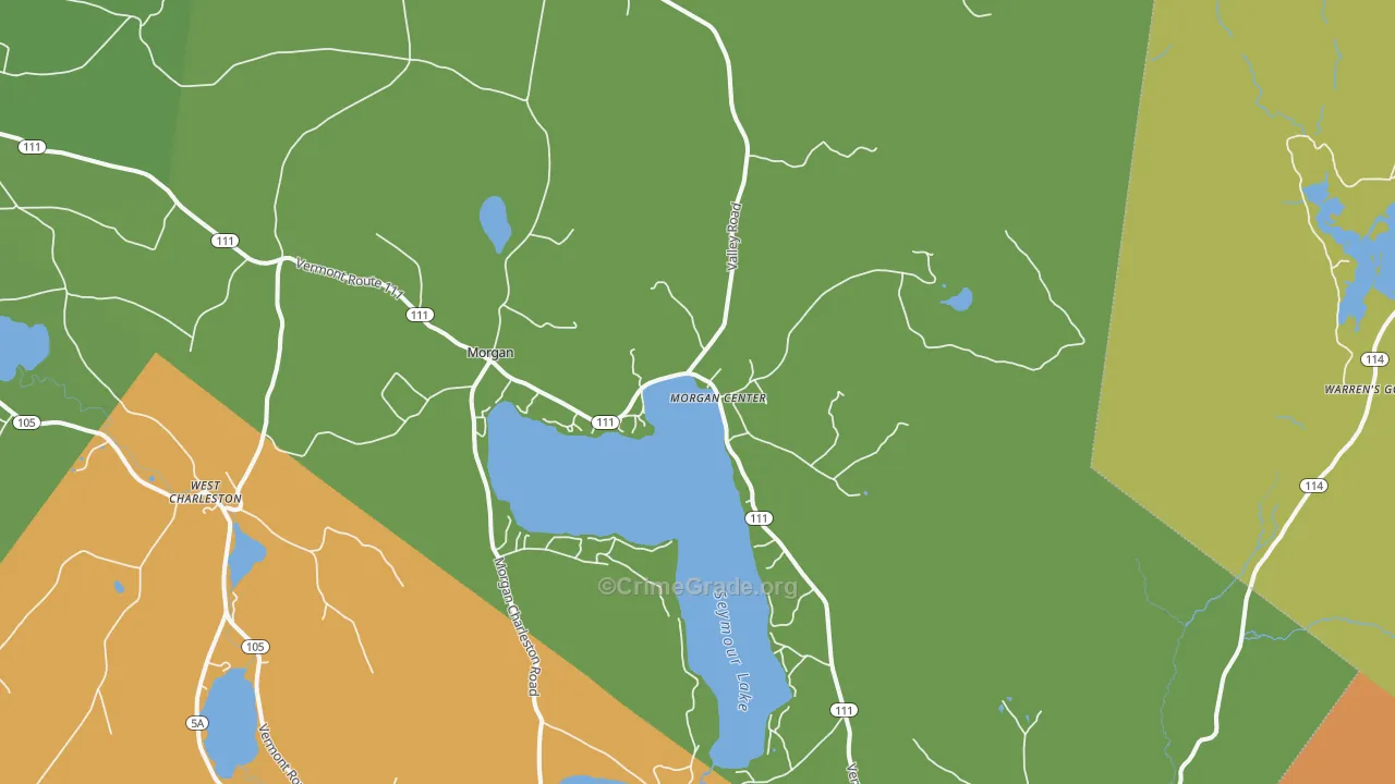 Morgan Center, VT Map of Theft Rates