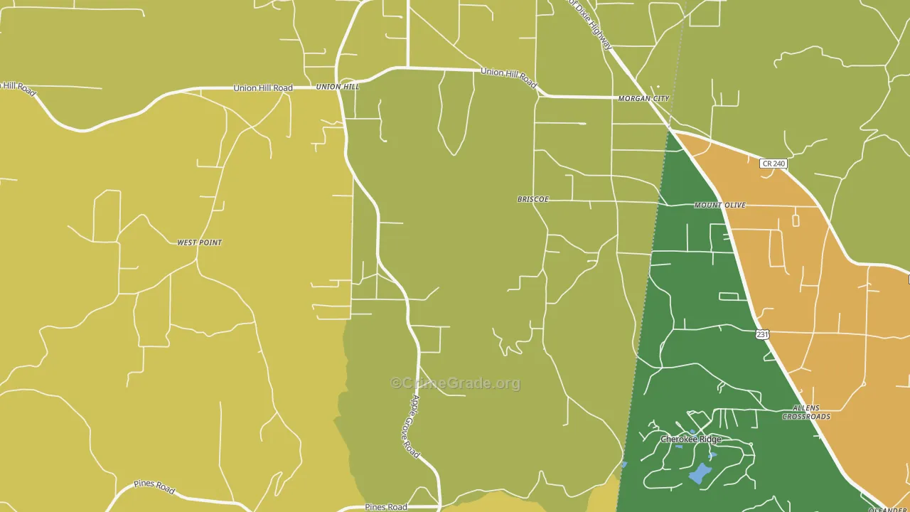 Morgan City, AL Map of Theft Rates