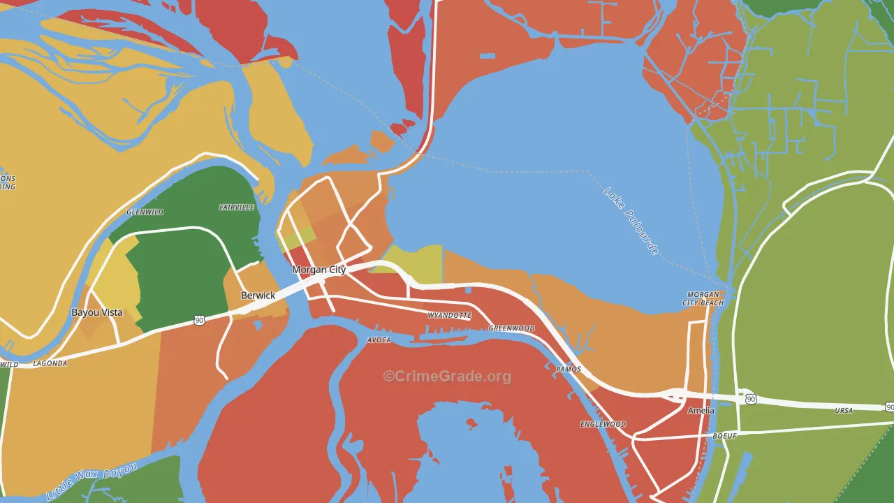 Morgan City, LA Map of Theft Rates