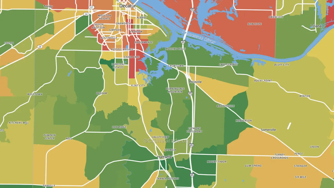 Morgan County, AL Map of Theft Rates