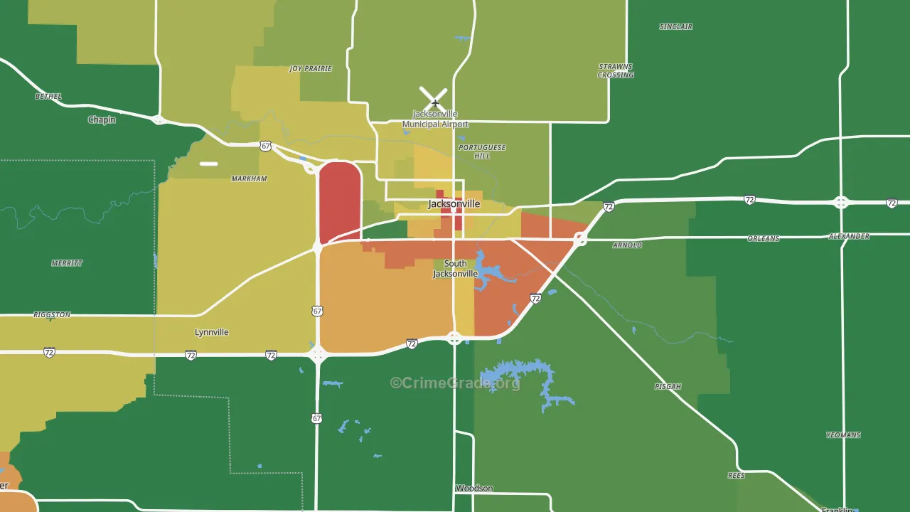 Morgan County, IL Map of Theft Rates