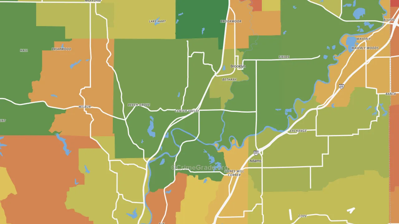 Morgan County, IN Map of Theft Rates