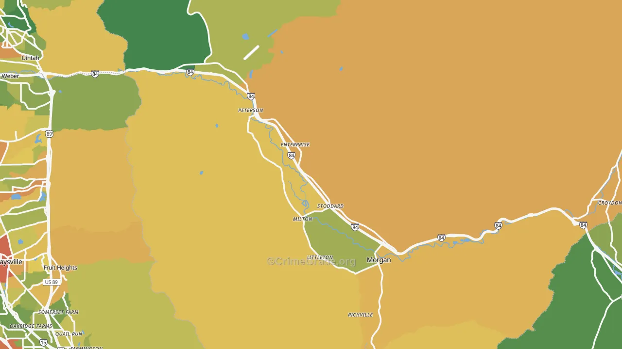 Morgan County, UT Map of Theft Rates