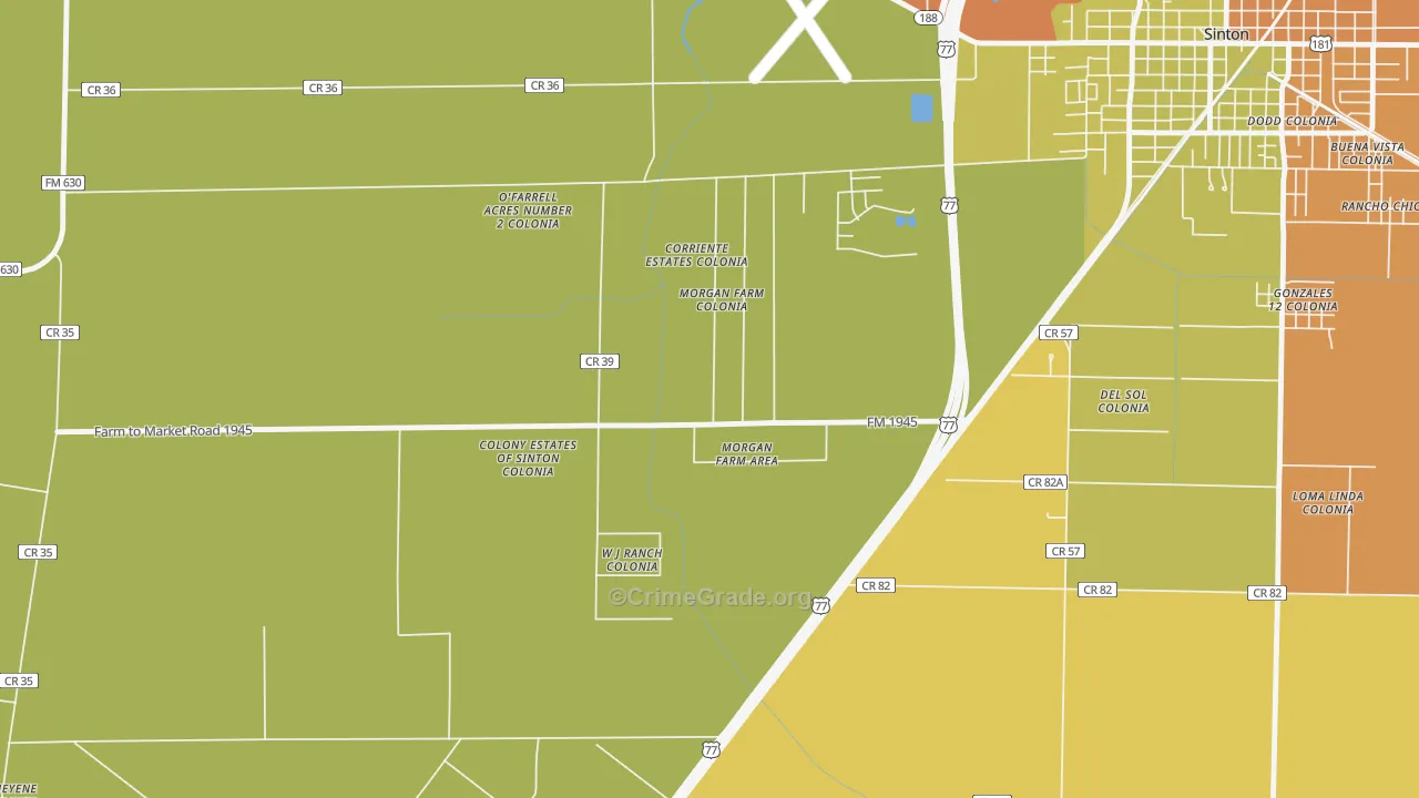 Morgan Farm, TX Map of Theft Rates