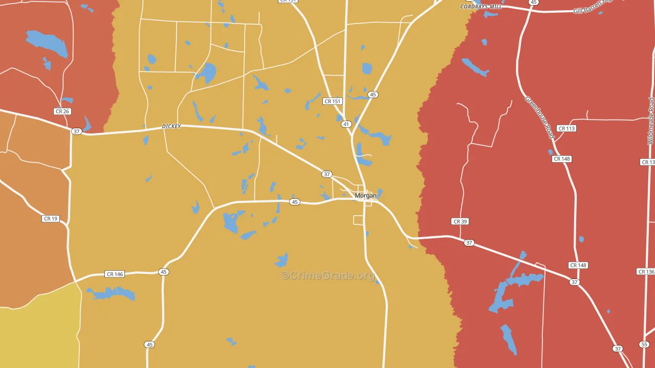 Morgan, GA Map of Theft Rates