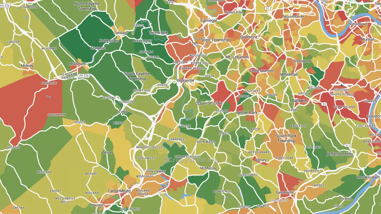Morgan, PA Map of Theft Rates