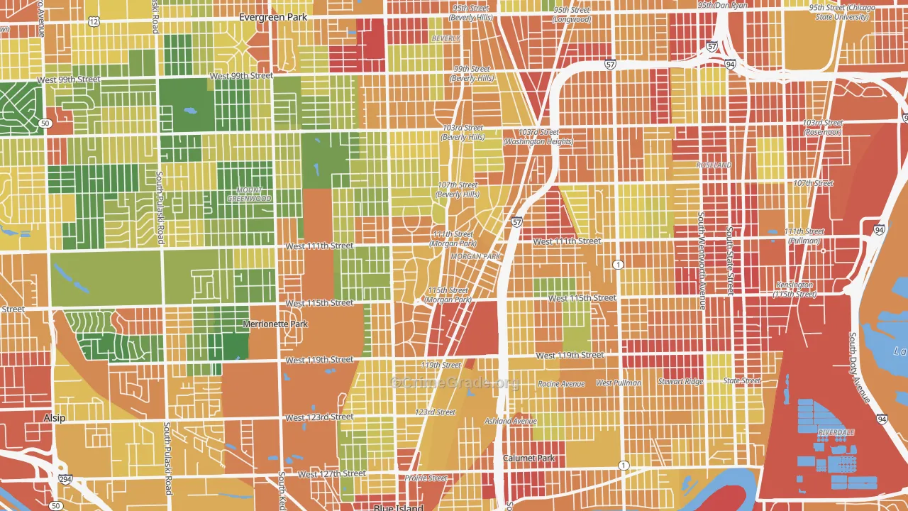 Morgan Park, Chicago, IL Map of Theft Rates