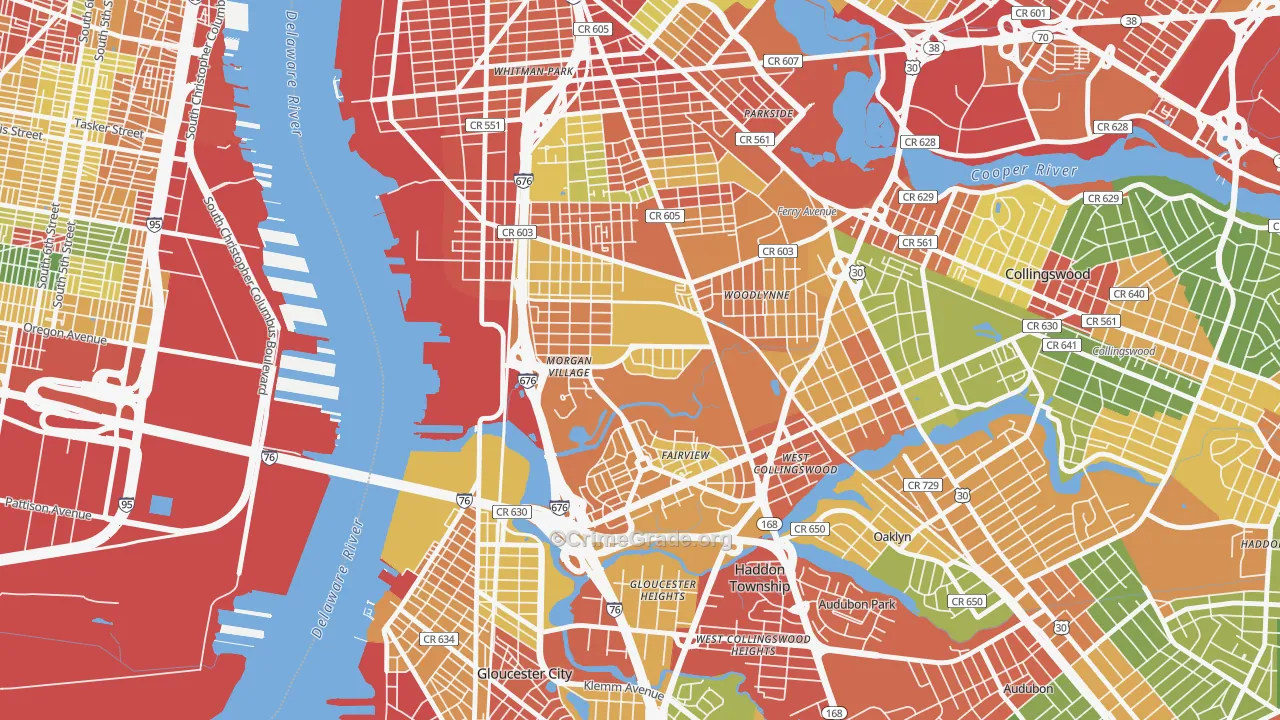 Morgan Village, Camden, NJ Map of Theft Rates