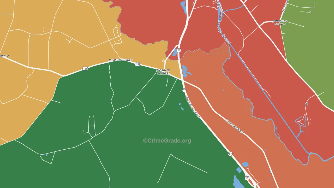 Morgans Corners, NC Map of Theft Rates