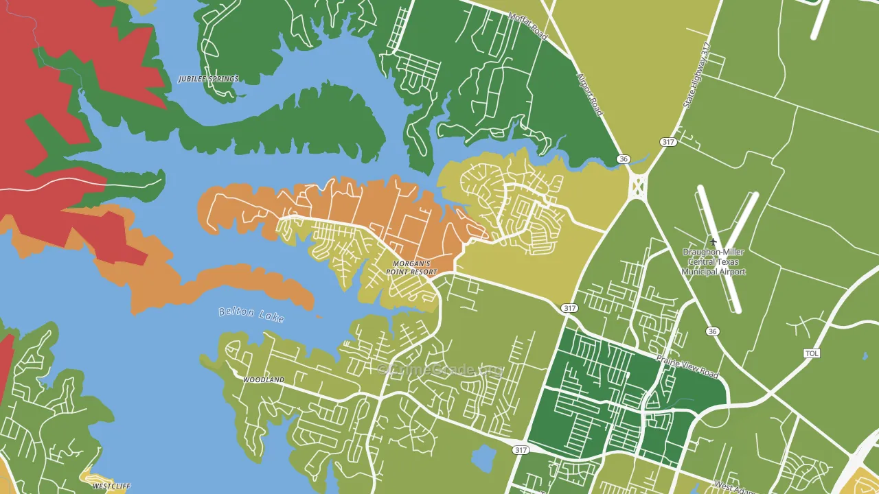 Morgans Point Resort, TX Map of Theft Rates
