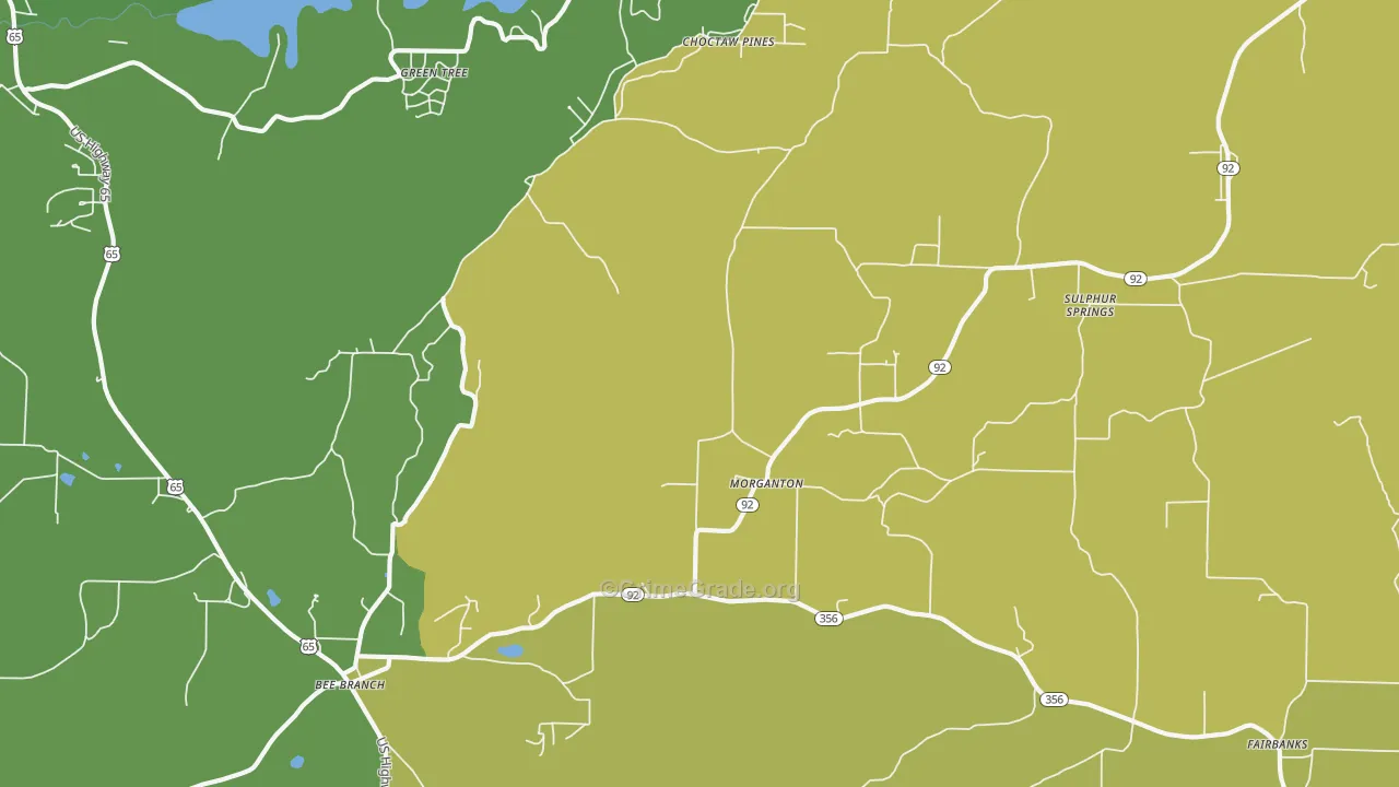 Morganton, AR Map of Theft Rates