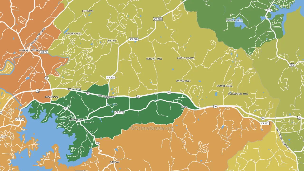Morganton, GA Map of Theft Rates