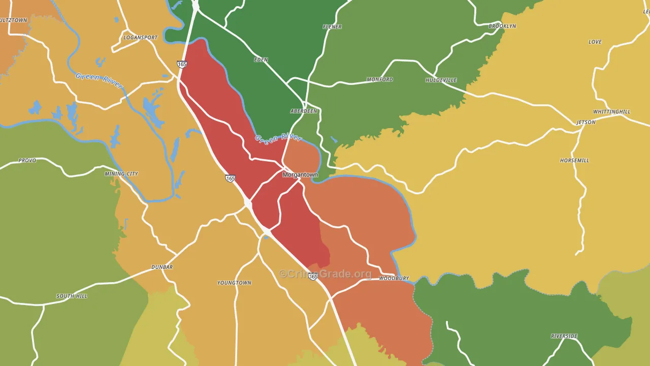 Morgantown, KY Map of Theft Rates