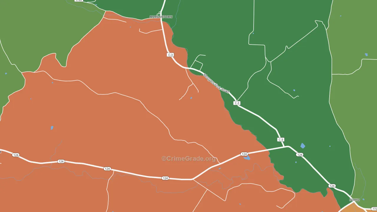 Morgantown, OH Map of Theft Rates
