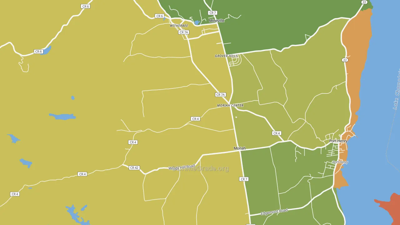 Moriah Center, NY Map of Theft Rates