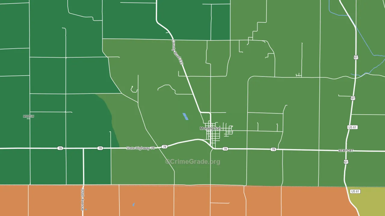 Morning Sun, IA Map of Theft Rates