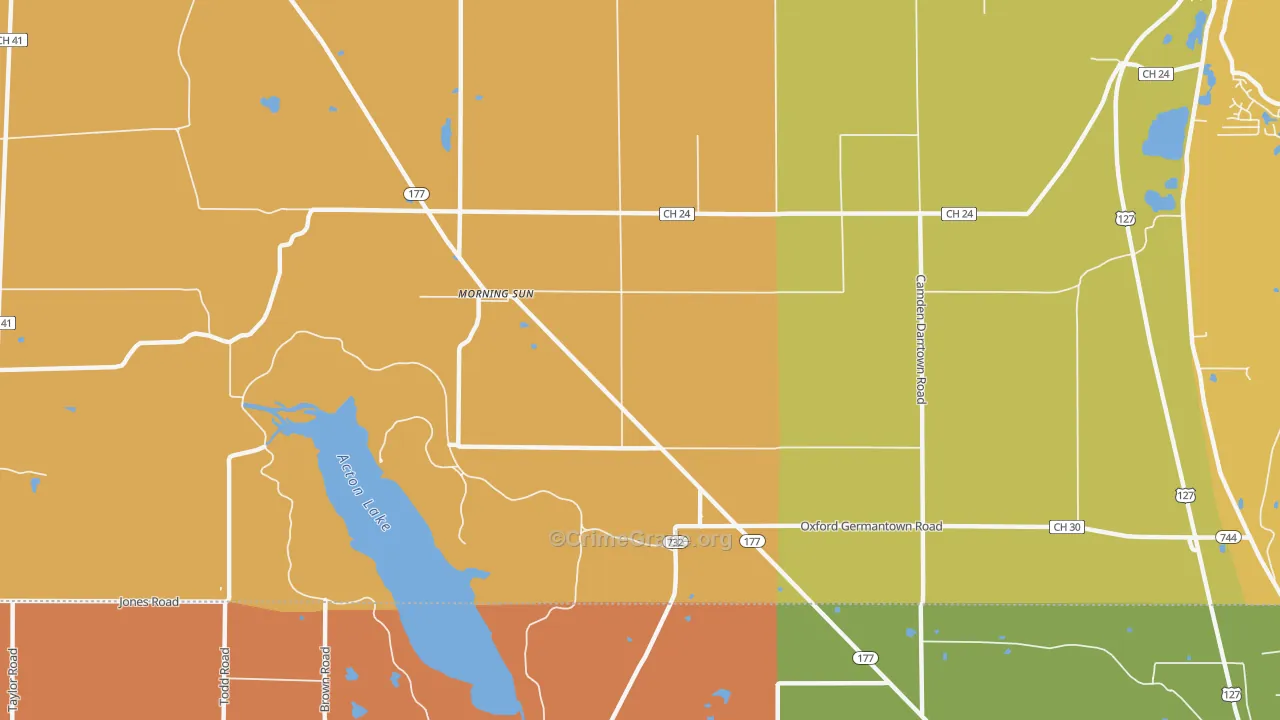 Morning Sun, OH Map of Theft Rates