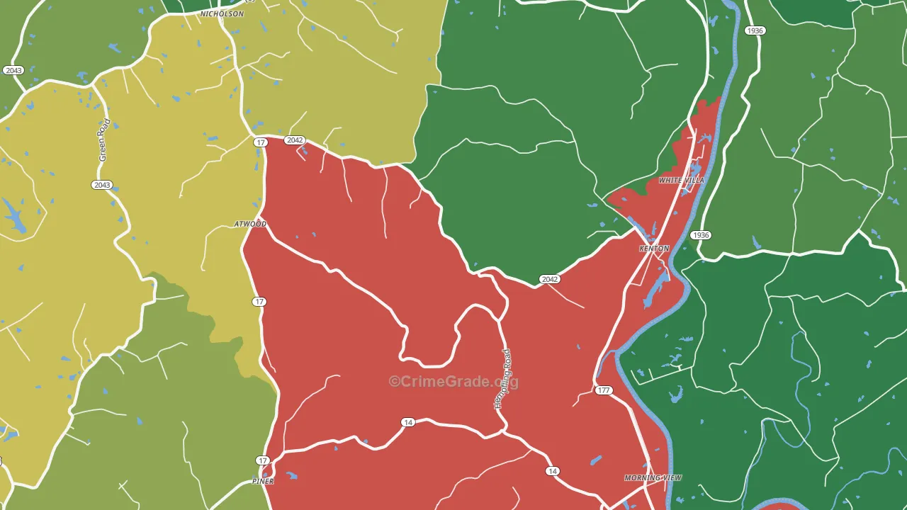 Morning View, KY Map of Theft Rates