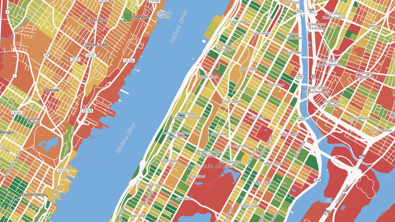 Morningside Heights, Manhattan, NY Map of Theft Rates