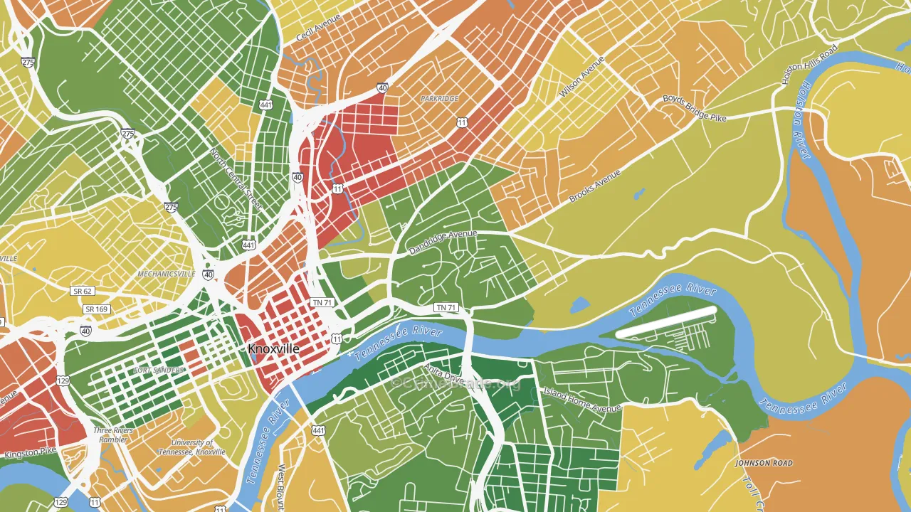 Mornngside, Knoxville, TN Map of Theft Rates