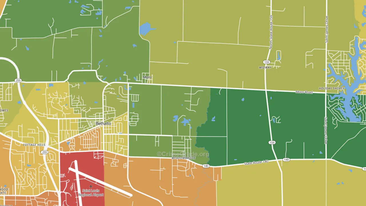 Moro, IL Map of Theft Rates