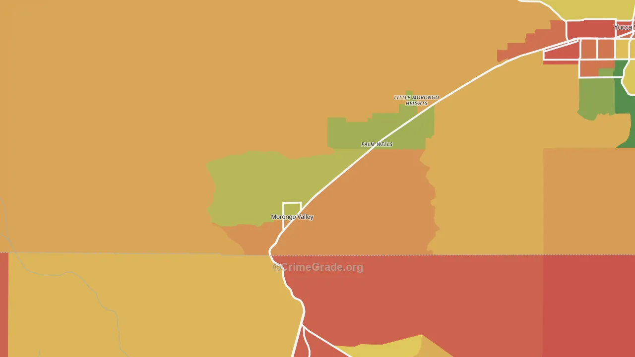 Morongo Valley, CA Map of Theft Rates