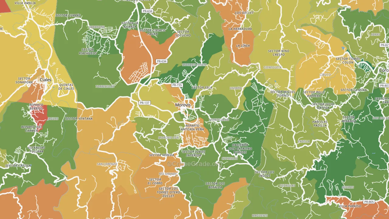 Morovis, PR Map of Theft Rates