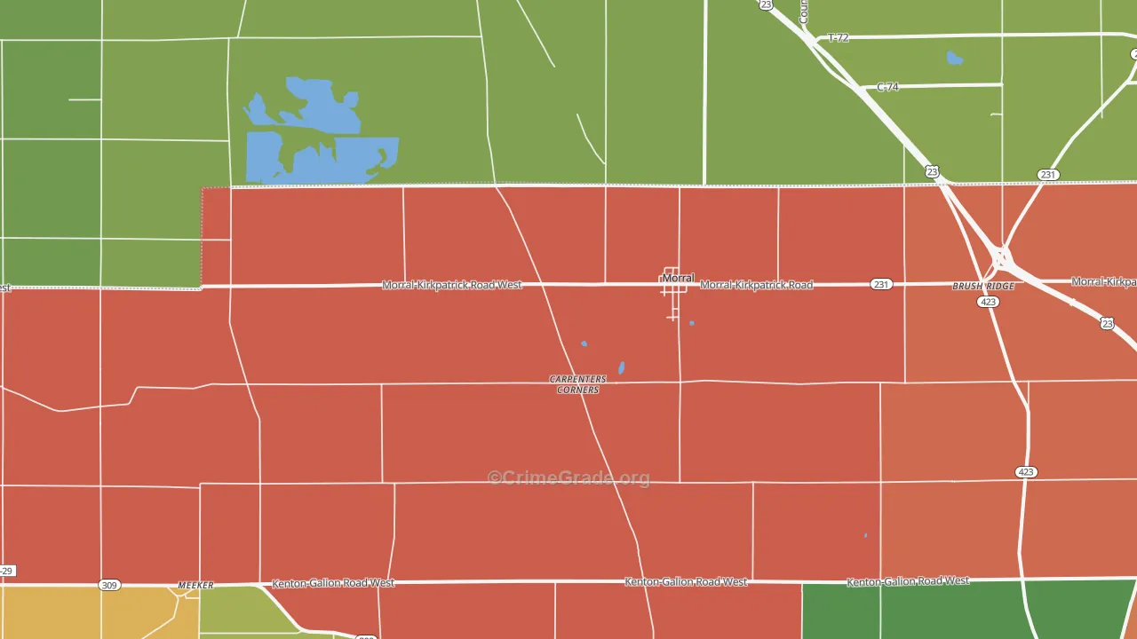 Morral, OH Map of Theft Rates
