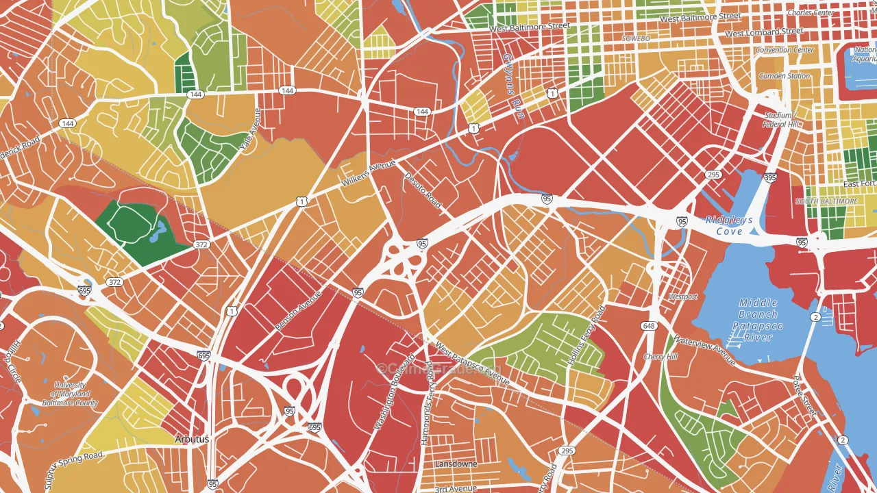 Morrell Park, Baltimore, MD Map of Theft Rates