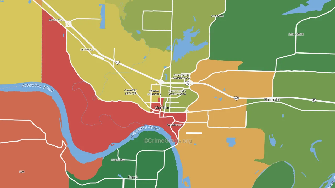 Morrilton, AR Map of Theft Rates