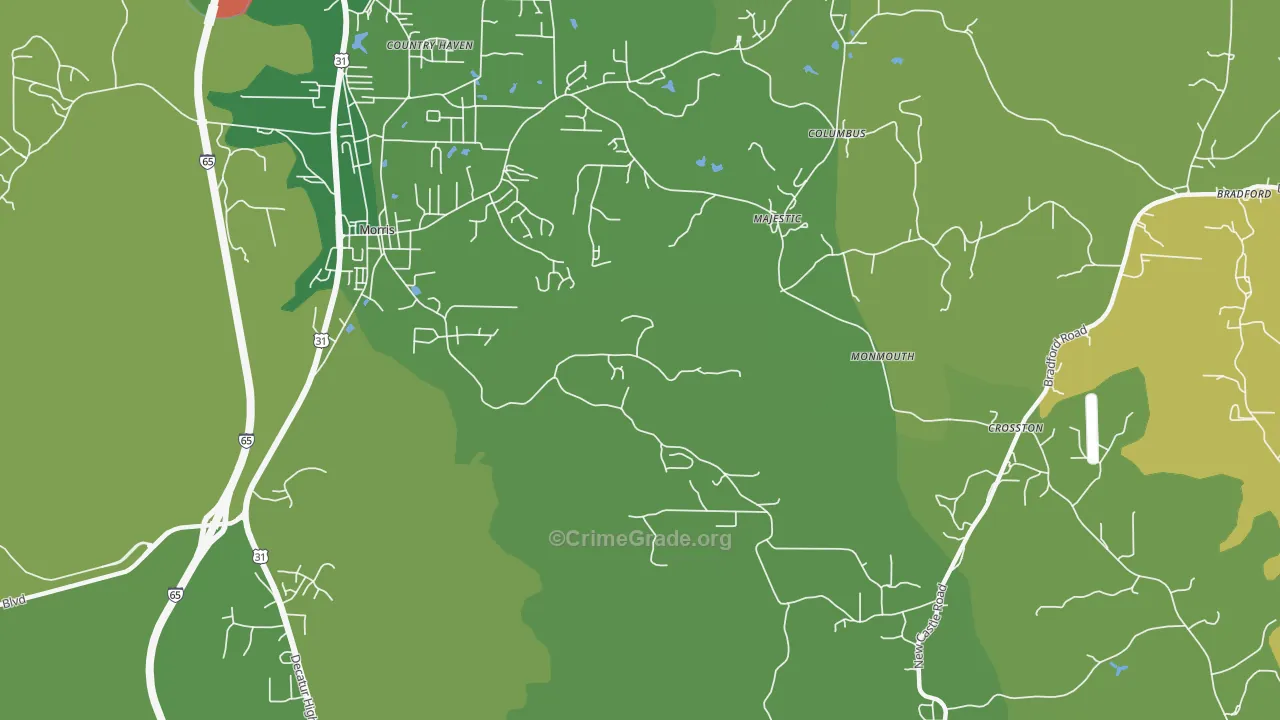 Morris, AL Map of Theft Rates