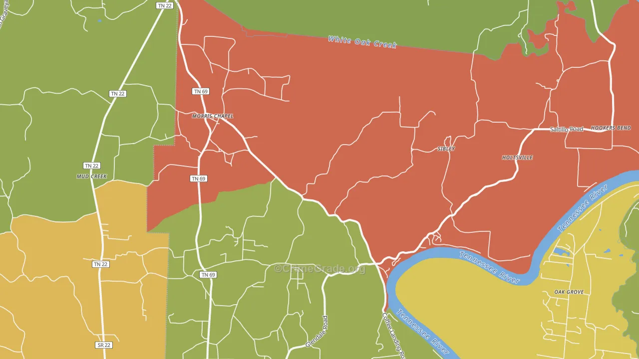 Morris Chapel, TN Map of Theft Rates