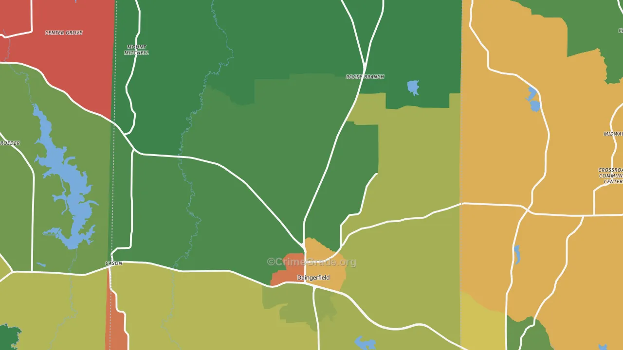 Morris County, TX Map of Theft Rates