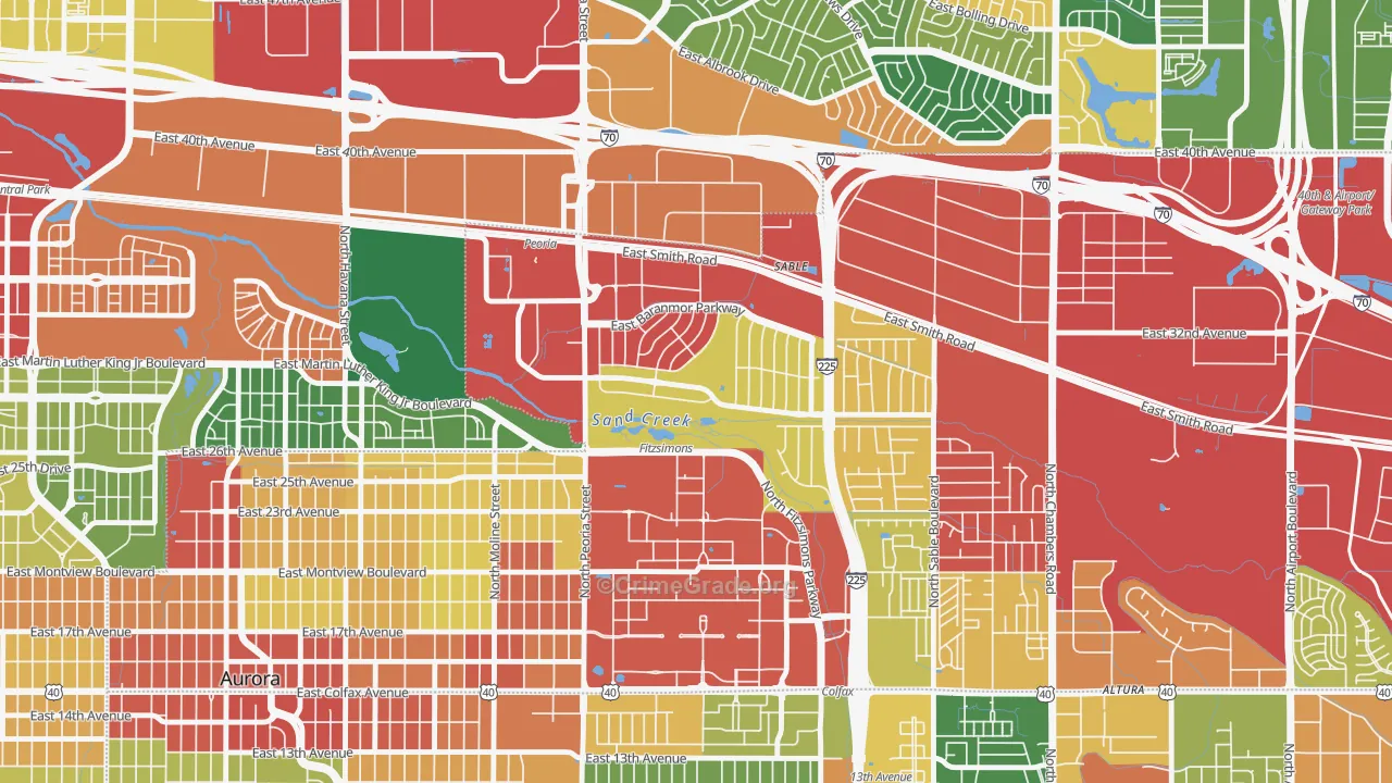 Morris Heights, Aurora, CO Map of Theft Rates