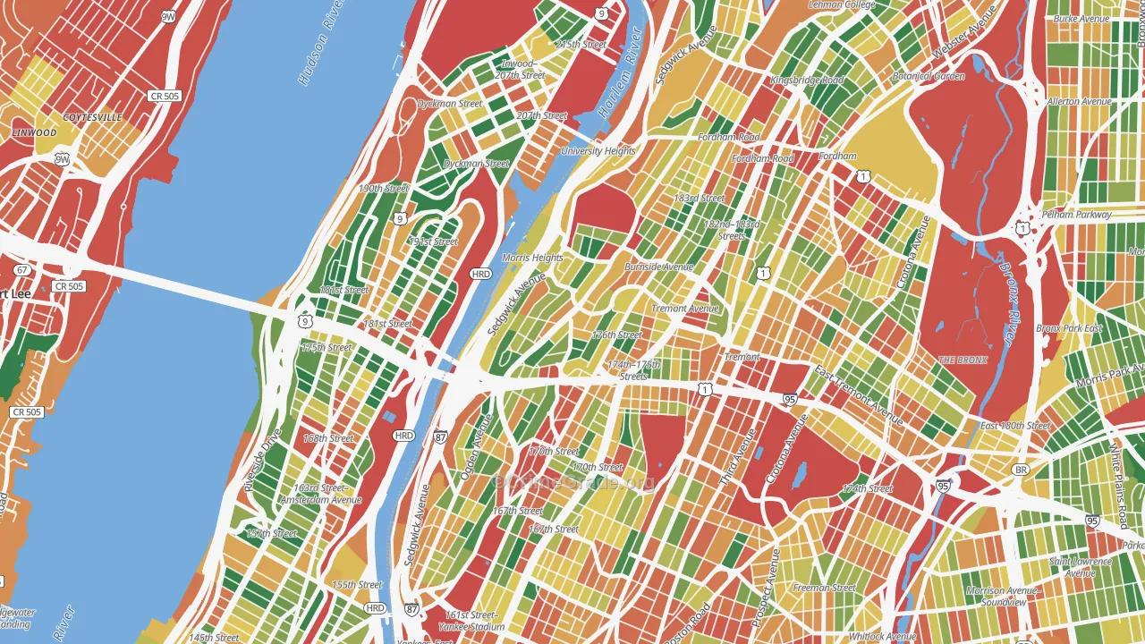 Morris Heights, Bronx, NY Map of Theft Rates
