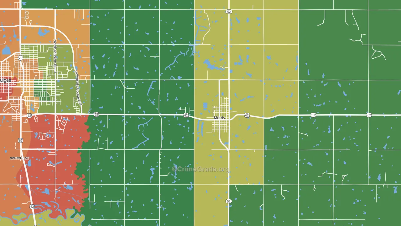Morris, OK Map of Theft Rates